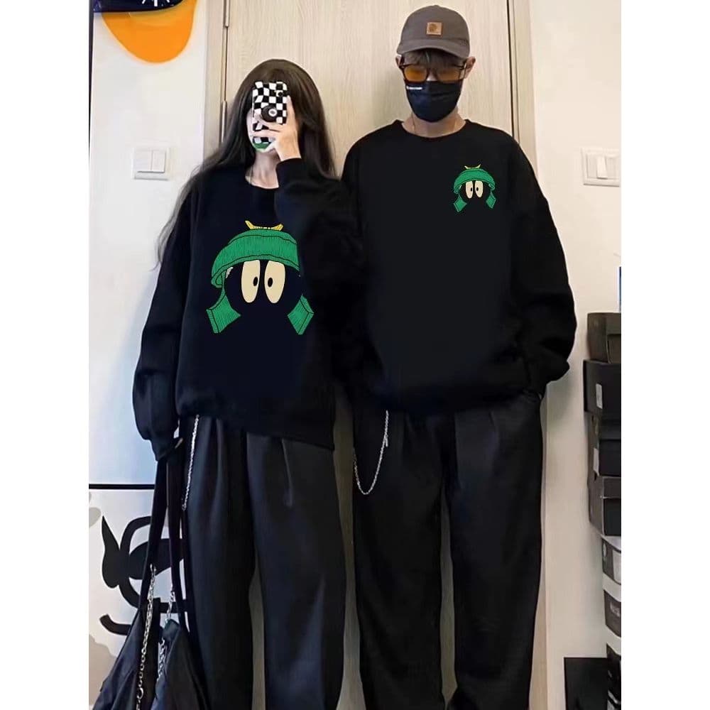 Áo sweater cặp đôi HappyFamily - Mẫu áo in họa tiết nhân vật hoạt hình đáng yêu chất nỉ da cá cao cấp